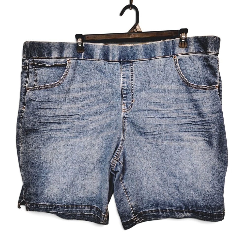 Terra & Sky Womens 4X (28W-30W) Pull On Denim Bermuda Shorts 5 Pockets NWT